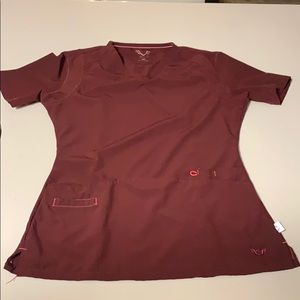 Smitten Scrub Top (Maroon, XS)